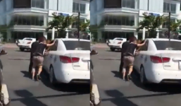 Cặp đôi hớt hải đuổi theo, đập của kính xe yêu cầu tên cướp trả lại ô tô